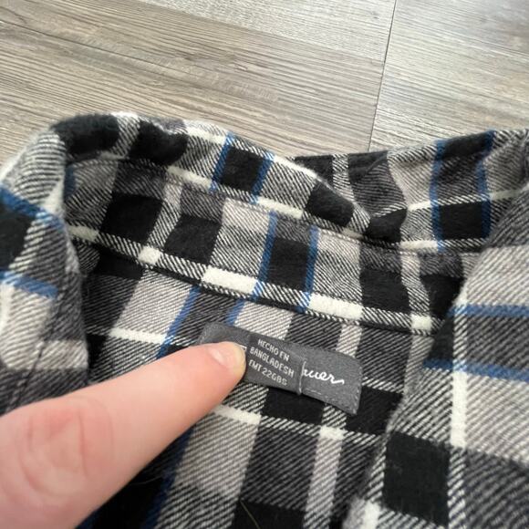 Eddie Bauer Gray‎ Blue Tartan Plaid Mens XL Long Sleeve Button Up Flannel Shirt - Picture 5 of 10